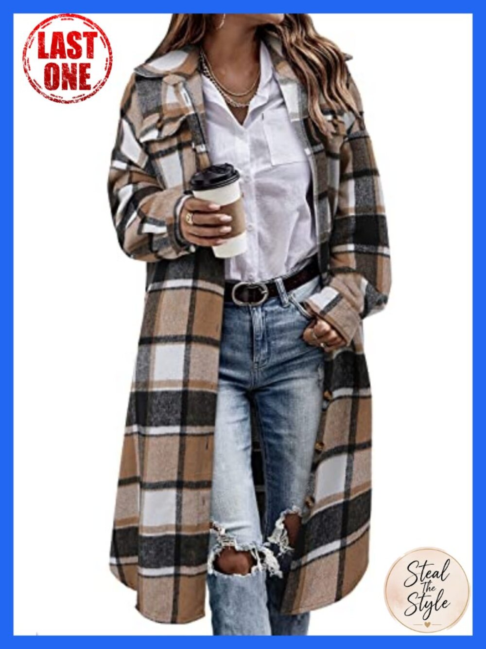 Plaid Flannel Shacket Button Down Long Sleeve Corduroy Oversized Jacket